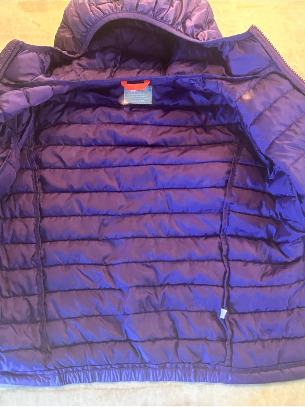 Primary Kids Puffer Jacket Size 12 Purple Hooded - Picture 6 of 9